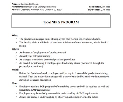 Training document for the company.